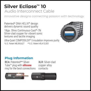 Межблочный кабель RCA Wireworld SEI0.75M-10 Silver Eclipse 10 0.75m