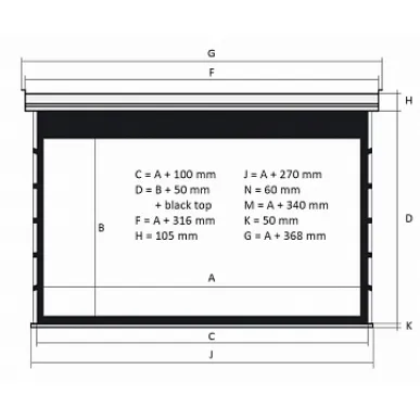 Экран Kauber Blue Label Tensioned BT Cinema 95" 16:9 118x210 дроп 60 см. Clear Vision