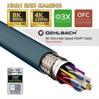 Кабель HDMI Oehlbach EXCELLENCE Flex Evolution UHD HDMI cable 1,5m, D1C92601