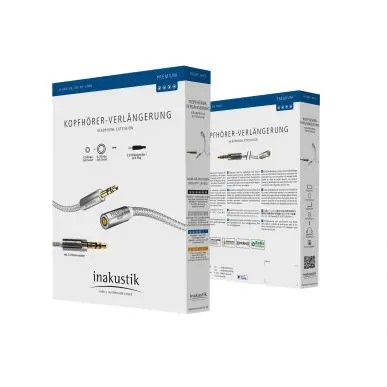 Удлинитель Inakustik Premium Extension Audio Cable 3.0m 3.5мм jack<>3.5мм jack(F)+6,3 jack adapter #00410203
