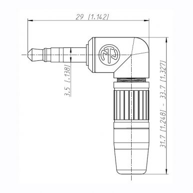 Разъем MiniJack 3,5 Stereo Neutrik NTP3RC-B (угловой)